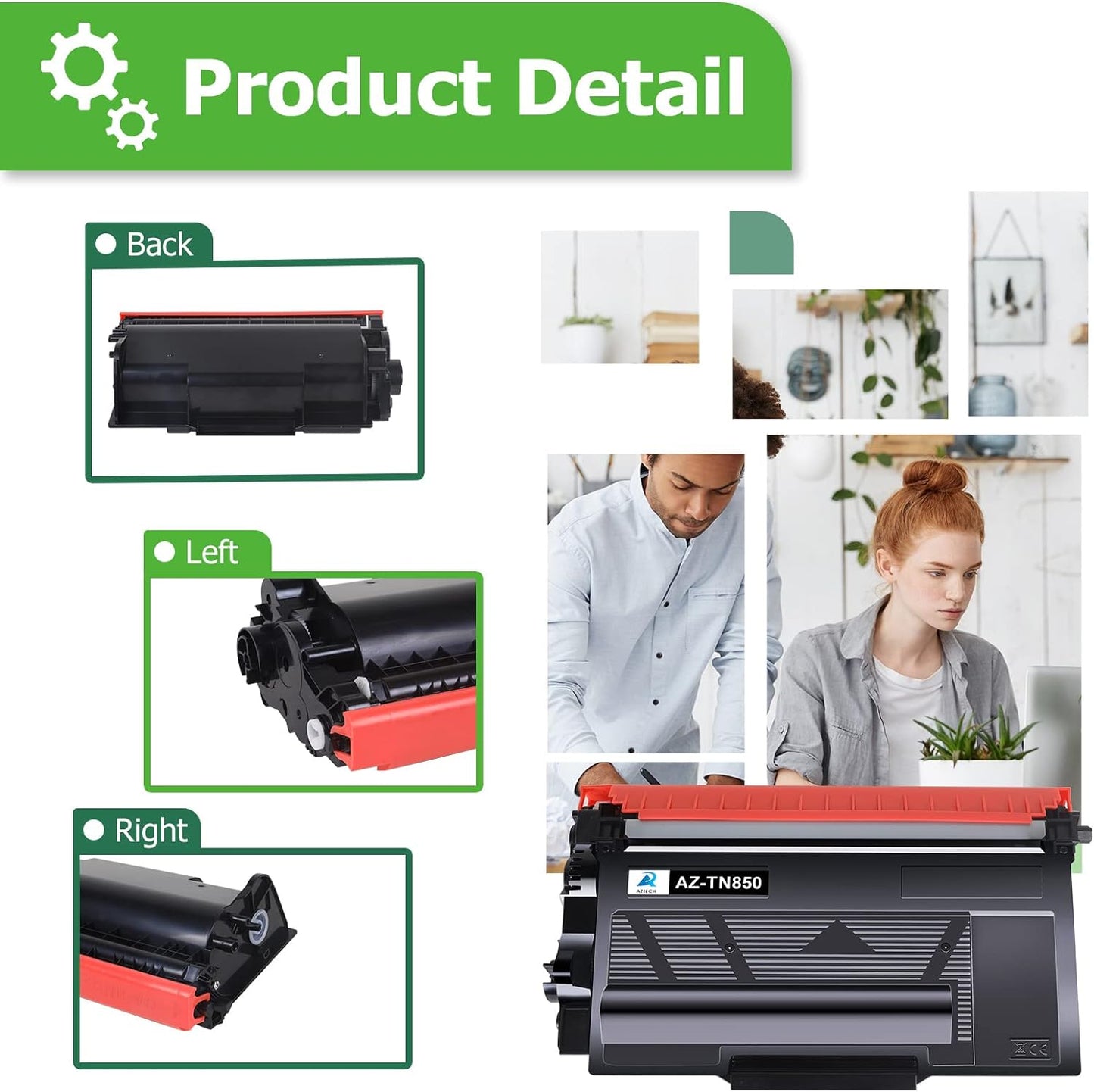 Aztech Compatible Toner Cartridge Replacement for Brother TN 850 TN850 TN-850 TN820 TN-820 HL-L6200DW MFC-L5850DW MFC-L5900DW MFC-L5700DW HL-L5200DW MFC-l5800DW Printer Ink High Yield (Black, 2-Pack)