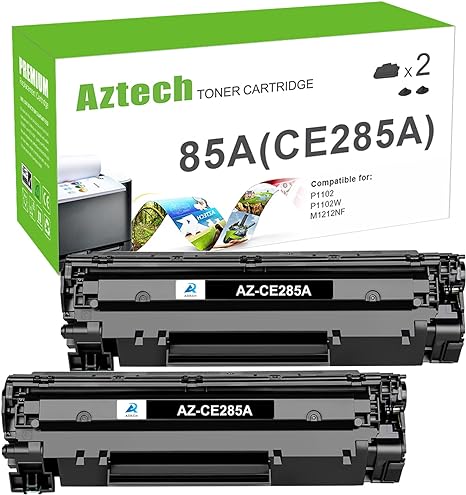 Aztech Compatible Toner Cartridge Replacement for HP CE285A 85A CE285 Laserjet Pro P1102W M1212nf M1217nfw P1100 M1210 (Black, 2-Pack)