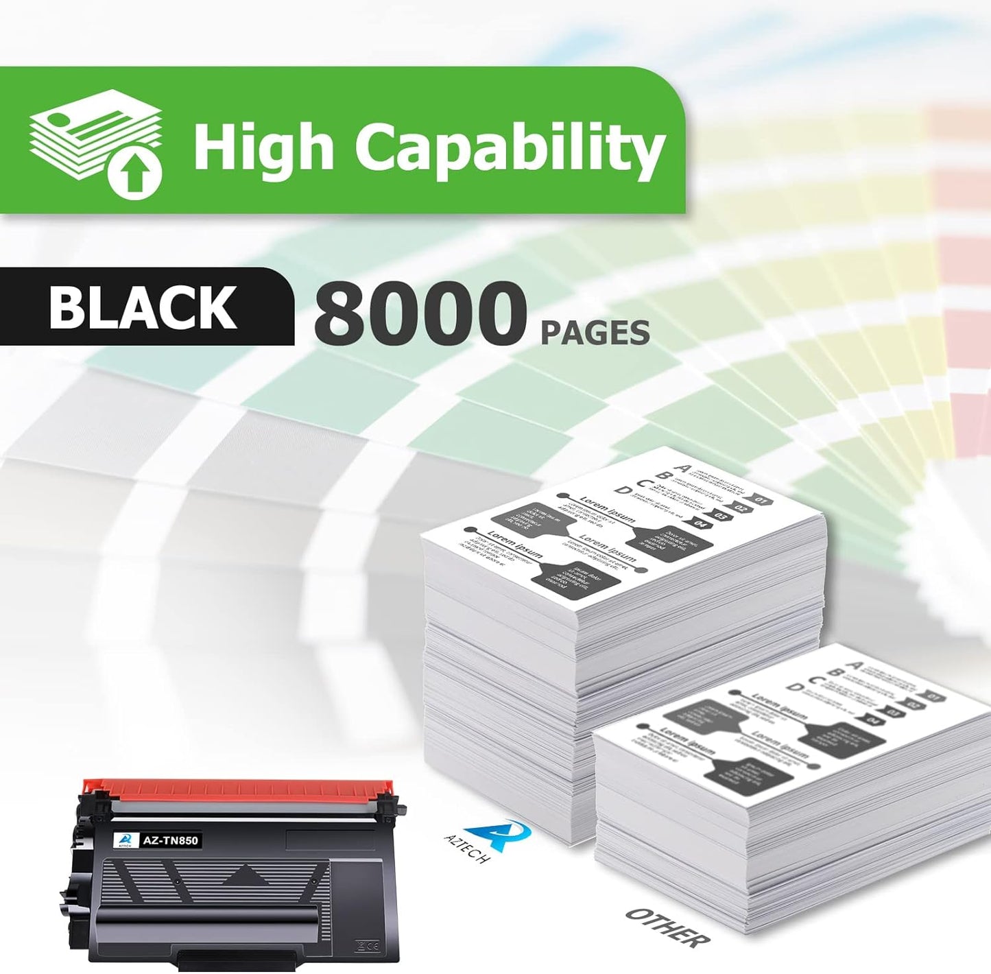 Aztech Compatible Toner Cartridge Replacement for Brother TN 850 TN850 TN-850 TN820 TN-820 HL-L6200DW MFC-L5850DW MFC-L5900DW MFC-L5700DW HL-L5200DW MFC-l5800DW Printer Ink High Yield (Black, 2-Pack)