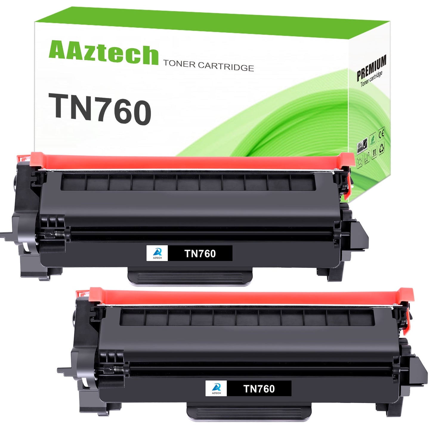 AAZTECH TN760 Toner Cartridge Compatible for Brother TN760 TN-760 TN 760 TN730 TN-730 MFC-L2750DW HL-L2390DW HL-L2350DW MFC-L2710DW HL-L2395DW Printer Ink (Black, 2-Pack)