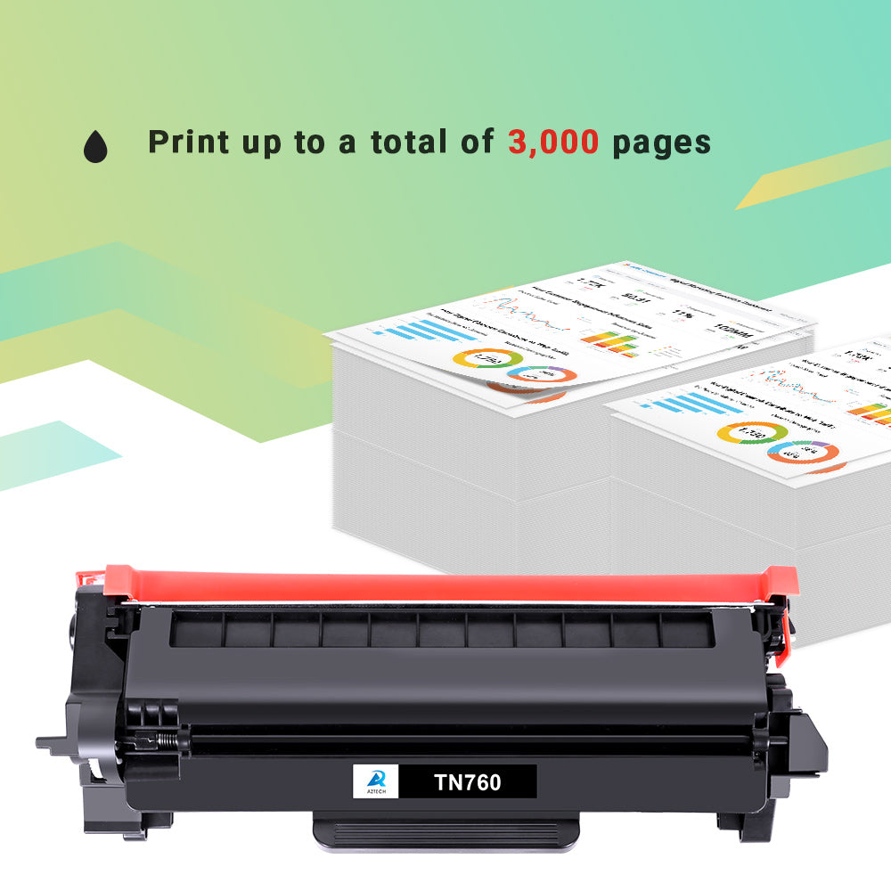 AAZTECH TN760 Toner Cartridge Compatible for Brother TN760 TN-760 TN 760 TN730 TN-730 MFC-L2750DW HL-L2390DW HL-L2350DW MFC-L2710DW HL-L2395DW Printer Ink (Black, 2-Pack)