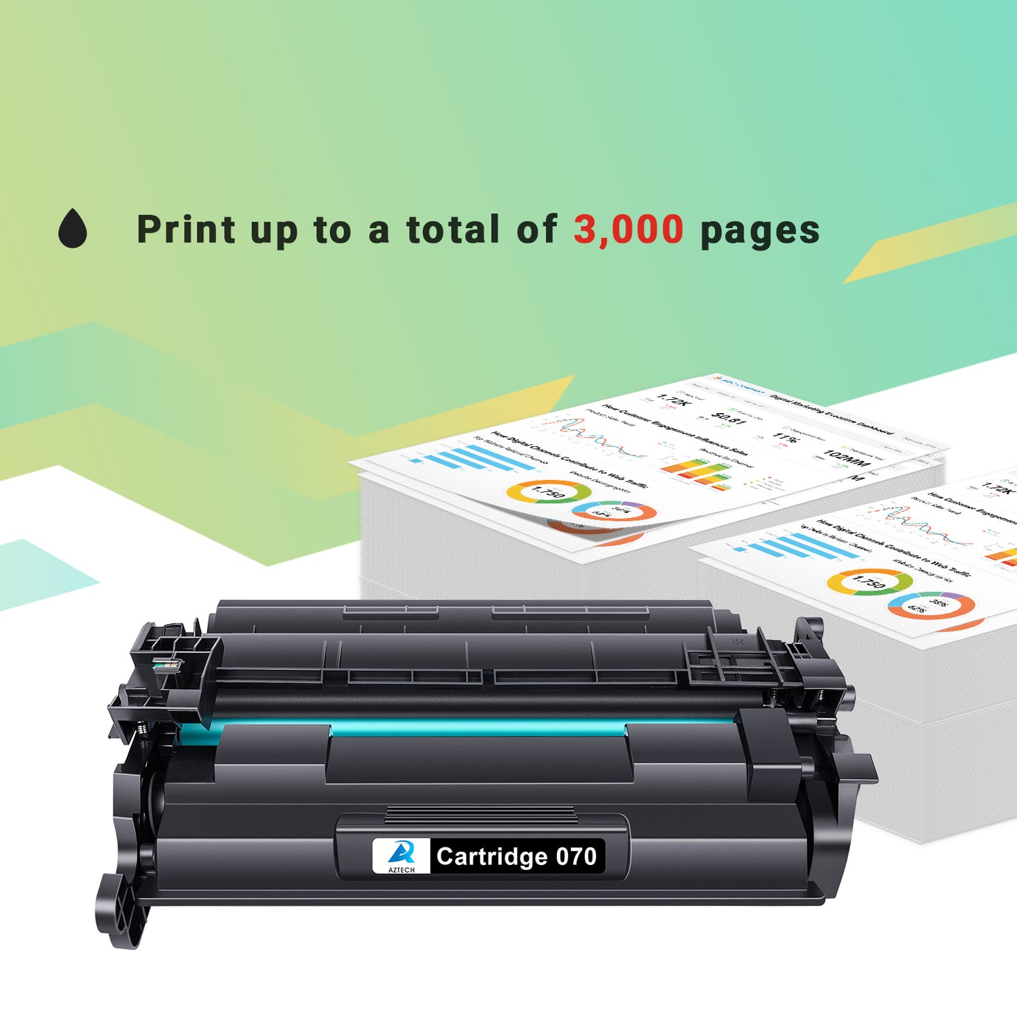 A Aztech Cartridge 070 Toner Replacement Compatible for Canon 070 CRG070 CRG-070 imageCLASS MF465dw MF462dw LBP247dw LBP246dw Printer (Black,2-Pack)