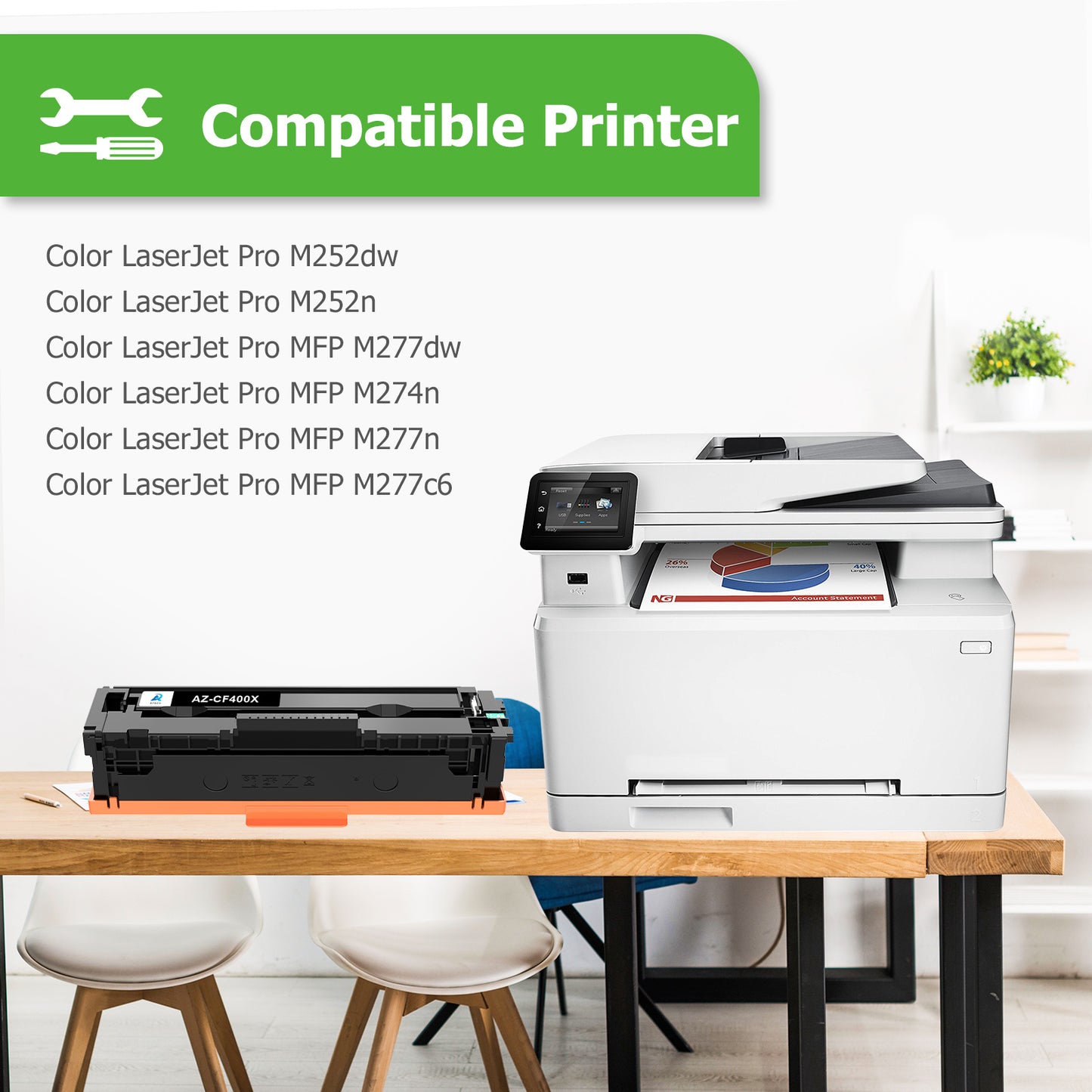 201X 201A 4-Pack Compatible Toner Cartridge for HP 201X 201A CF400X CF400A use with HP Color Laserjet Pro MFP M277dw M252dw M277c6 M252 M277 Printer Ink (Black,Cyan,Yellow,Magenta)