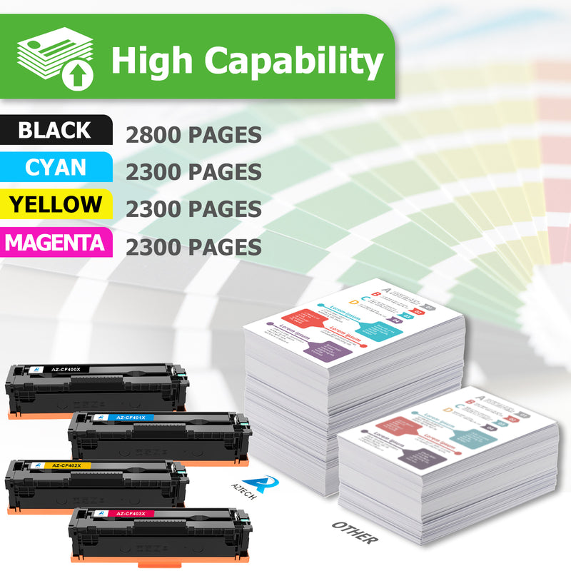 201X 201A 4-Pack Compatible Toner Cartridge for HP 201X 201A CF400X CF400A use with HP Color Laserjet Pro MFP M277dw M252dw M277c6 M252 M277 Printer Ink (Black,Cyan,Yellow,Magenta)