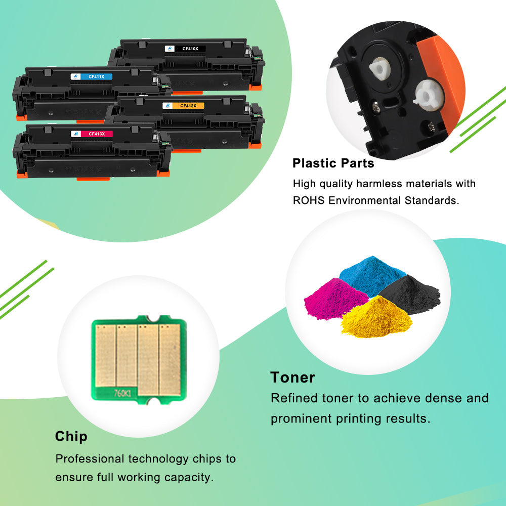 410X toner Cartridge 4-Pack Compatible for HP 410X 410A CF410X CF410A HP Laserjet MFP M477fdw M477fnw M477fdn Pro M452dn M452dw M452nw M477 M452 Printer Ink