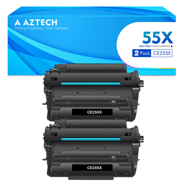 AAZTECH 55X 55A Toner Cartridge Compatible for HP CE255X 55X CE255A 55A for HP P3015 P3015DN P3015X Pro MFP M521DN M521DW M525 Printer Ink (Black,2-Pack)