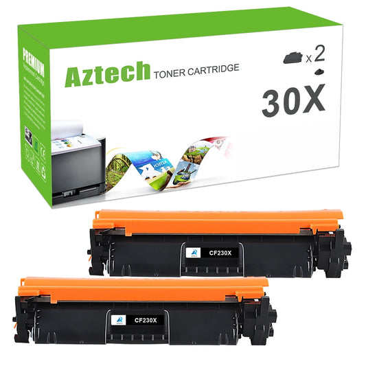 AAZTECH CF230X 30X Toner Cartridge Compatible for HP 30X CF230X for HP Laserjet Pro MFP M227fdw M203dw M227fdn M203dn M203d M227sdn M203 M227 Printer Ink (Black, 2-Pack)