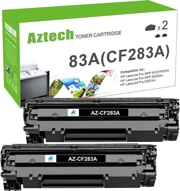 A AZTECH 83A 83X Toner Cartridge Compatible for HP 83A CF283A CF283X LaserJet Pro MFP M127fw M127fn M225dn M225dw LaserJet Pro M201dw M201n Printer (Black, 2-Pack)