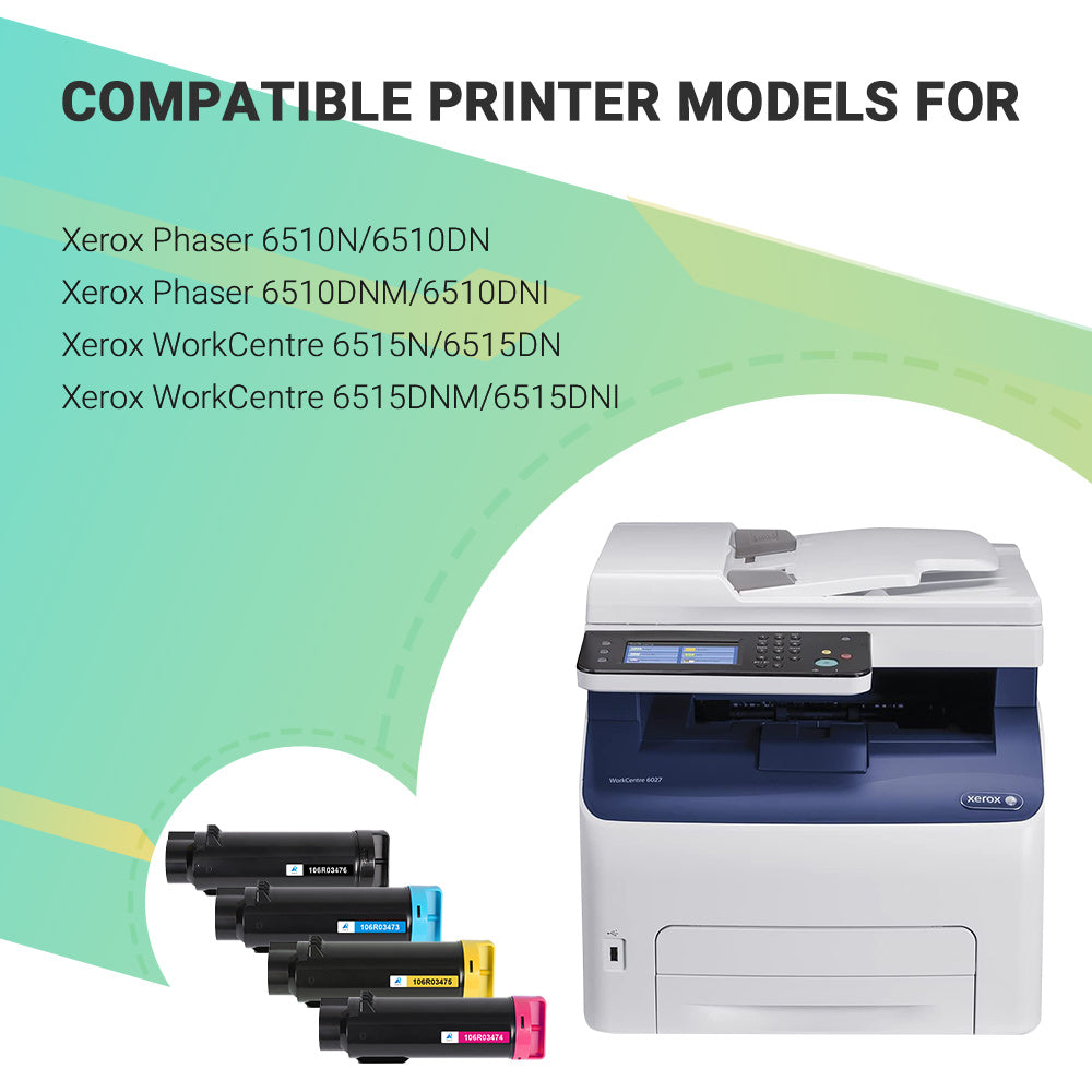 AAZTECH Compatible Toner Cartridge for Xerox Phaser 6510 WorkCentre 6515 6510dn 6515dn for 106R03480 106R03477 106R03478 106R03479 (Black,Cyan,Magenta,Yellow)