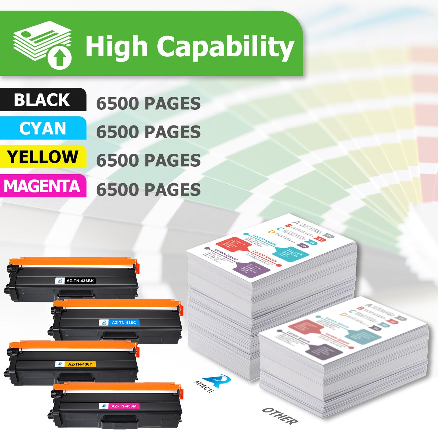compatible brother tn436 toner cartridge 4 pack