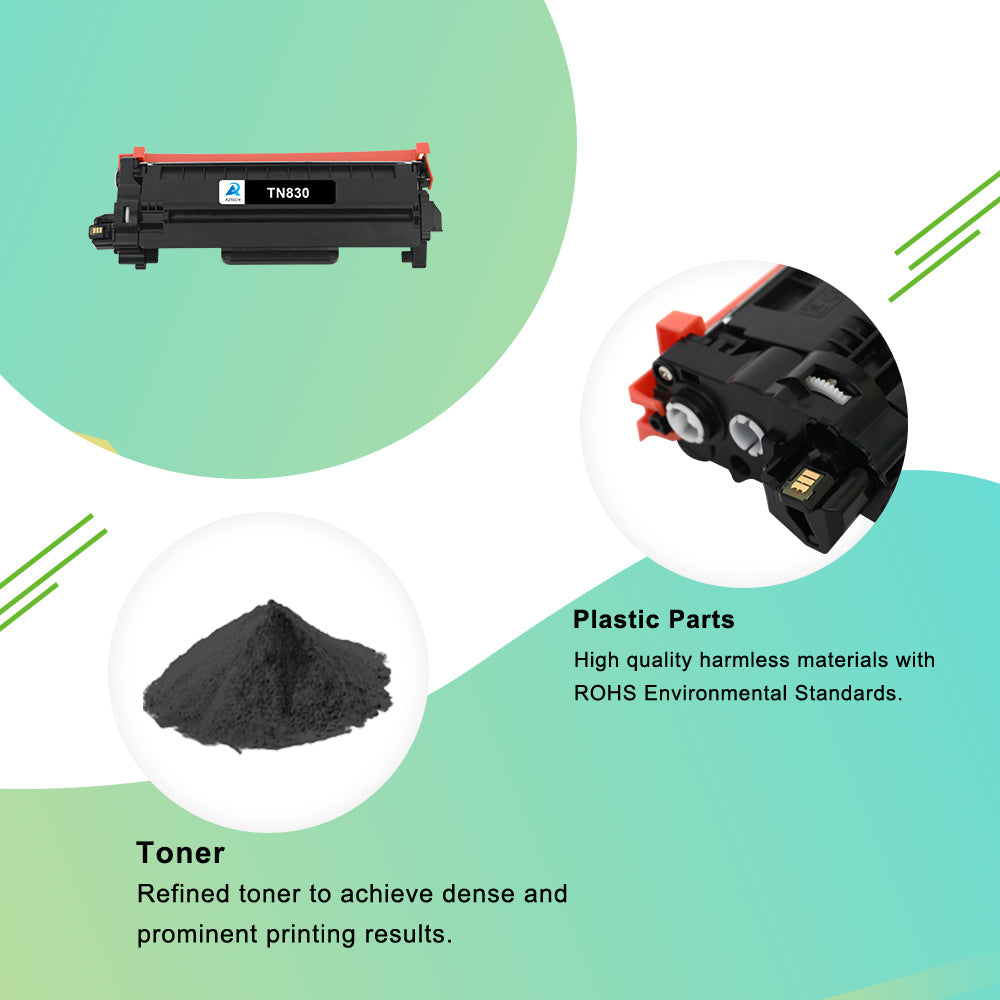 TN830 TN830XL 2-Pack Toner Cartridge Compatible for Brother TN830 TN-830 TN830XL HL-L2460DW HL-L2405W DCP-L2640DW MFC-L2820DW HL-L2400D L2405W L2480DW MFC-L2820DWXL Printer Ink Black