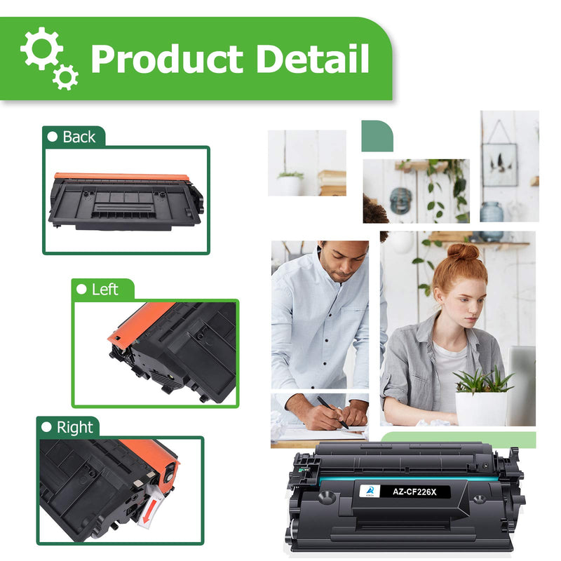 Aztech 26X CF226X Toner Cartridge 2 Pack High Yield Compatible Replacement for HP 26X CF226X 26A CF226A Pro M402dn M402n M402dw Pro MFP M426fdw M426fdn M426dw CF226XC Printer Ink (Black 2-Pack)
