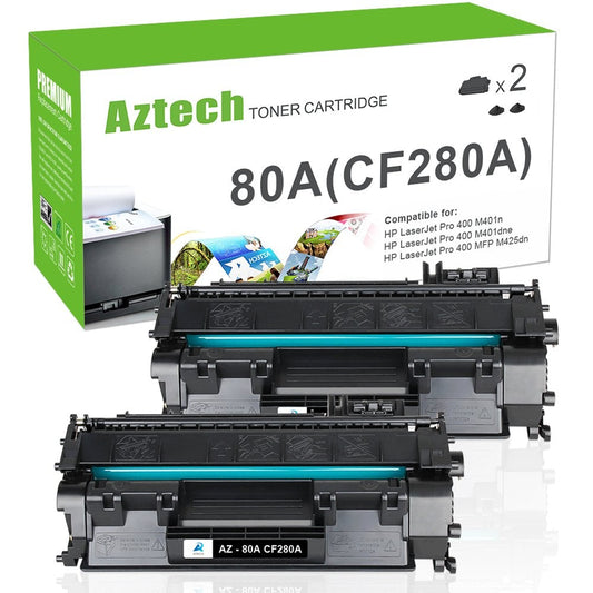 HP 80A CF280A Standard Yield Black Compatible Toner Cartridges 2 Pack