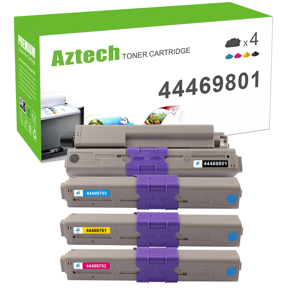 OKI 44469801/44469703/44469701/44469702 Toner Kits Compatible 4 Pack