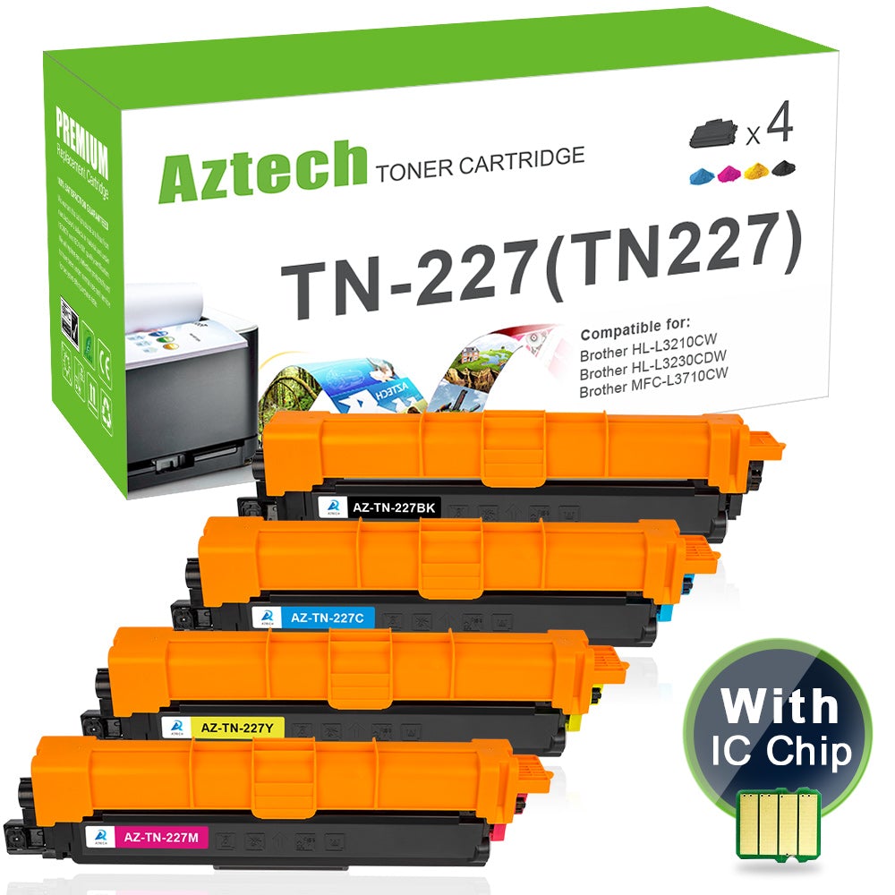 Brother TN227BK/TN227C/TN227Y/TN227M Toner Cartridge Replacement 4-Pack Combo