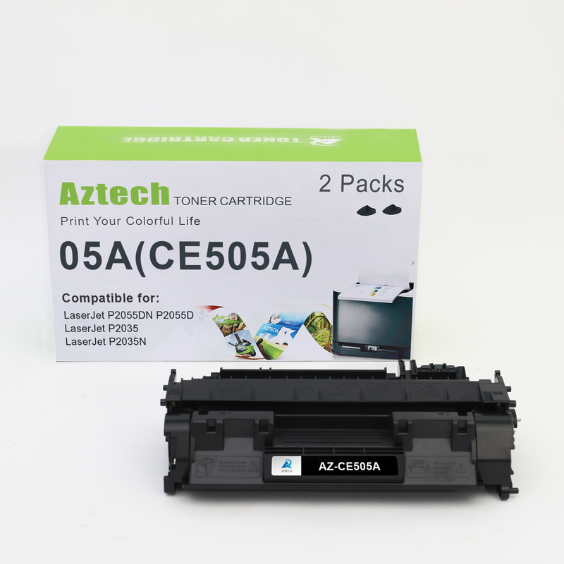 Aztech Compatible Toner Cartridge Replacement for HP 05A CE505A LaserJet P2055 LaserJet P2055DN P2055D Toner LaserJet P2035 P2050 P2055DN P2055D (Black,2-Pack)
