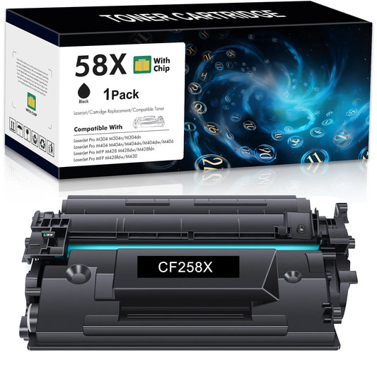 58X High Yield Toner Cartridges Black 1-Pack With Chip Compatible for HP 58A CF258A 58X CF258X LaserJet Pro M404n M404dn MFP M428fdw M428fdn M428dw M404 M428 M406dn M430f Printer Ink