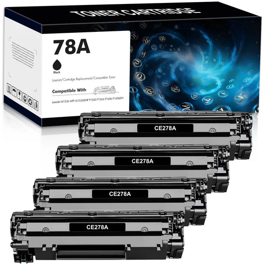78a Laserjet Toner Cartridge Black Compatible for HP 78A CE278A 278A CE278D P1606dn Laserjet M1536dnf MFP 1536dnf Pro P1606 P1566 P1560 M1536 Print Ink (4-Pack)