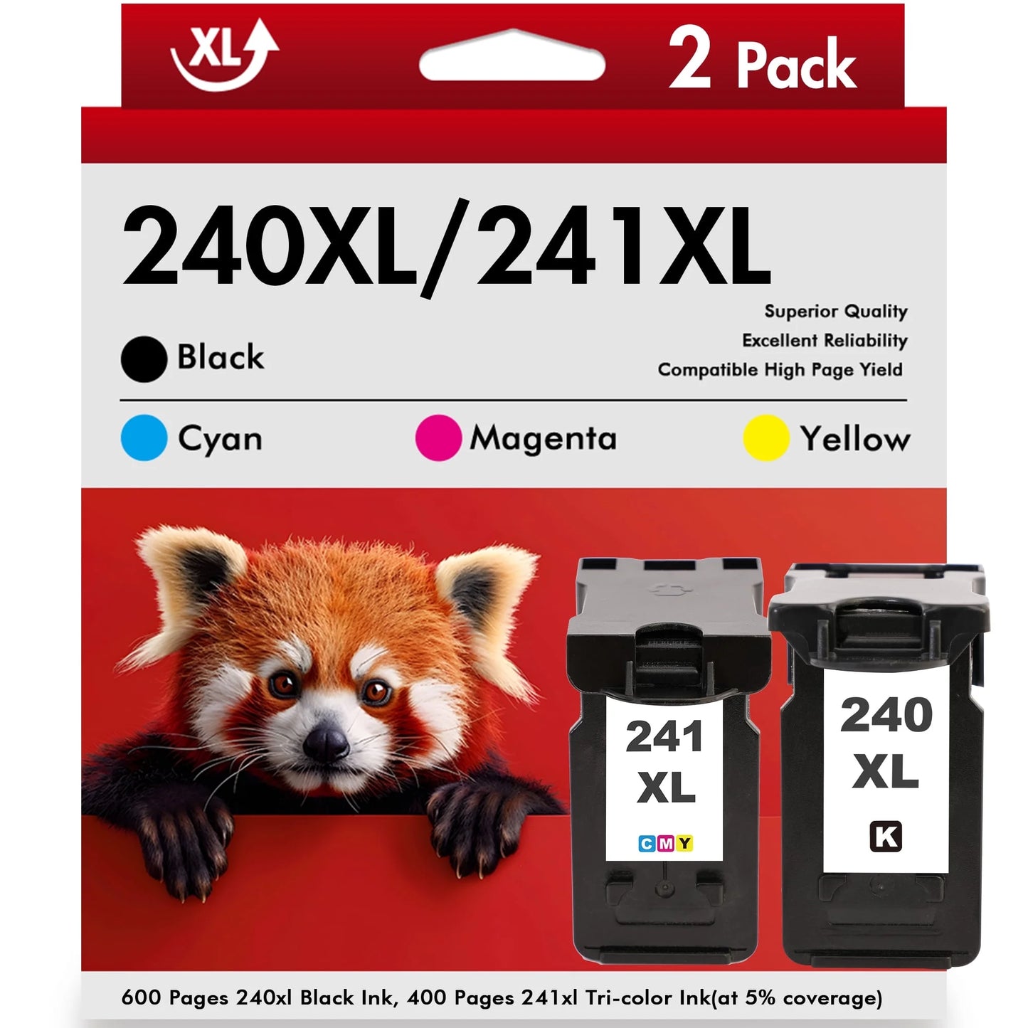 240XL 241XL Ink Cartridges Compatible for Canon 241XL 240XL Combo Pack for MG3620 MX470 MG3520 TS5120 MG3522 MG3122 MX432 MX512 MX532 MX372 Printer PG240xl & CL241xl (2 Pack, Black, Tri-color)