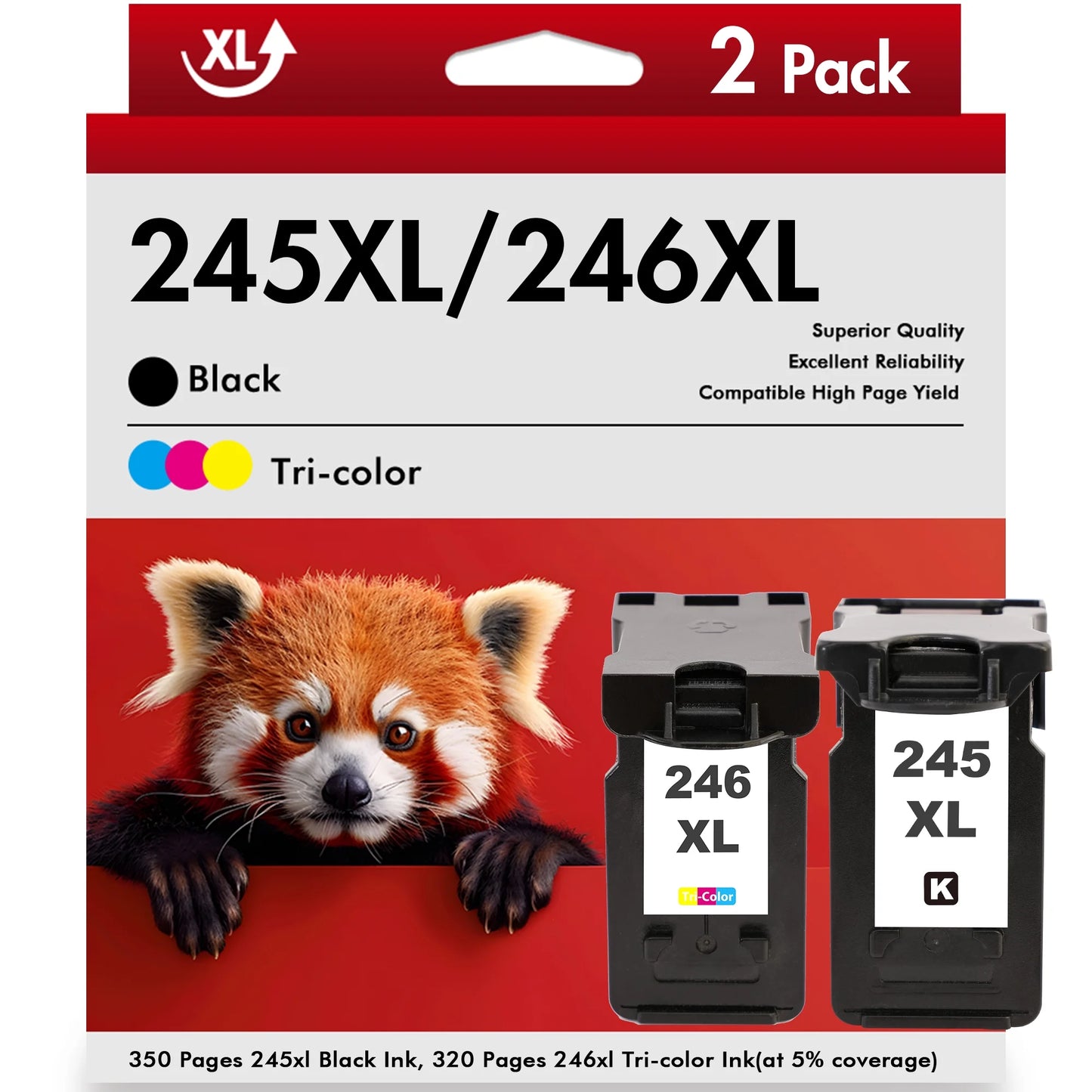 PG 245XL CL 246XL Ink Cartridges Compatible for Canon 245XL 246XL Combo Pack for Pixma MG2520 TS3120 TS202 TS302 MX492 MX490 TR4520 IP2820 (2 Pack, Black, Tri-color)