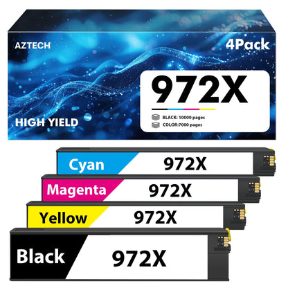 972X Ink Cartridges Compatible for HP 972A Ink Cartridges for Pagewide Pro 477dw 577dw 452dw 477dn 452dn 577z 552dw 377dw P55250dw Printers (Black Cyan Magenta Yellow) 4-Pack