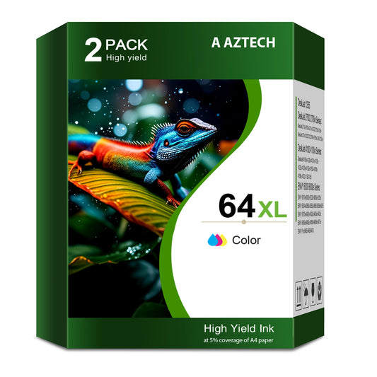 64 64XL Ink Cartridges Compatible for HP 64XL 64 Ink for Envy Photo 7855 7858 7155 7120 7158 7800 6255 6252 6232 Printer Ink (2 Pack Tri-color)