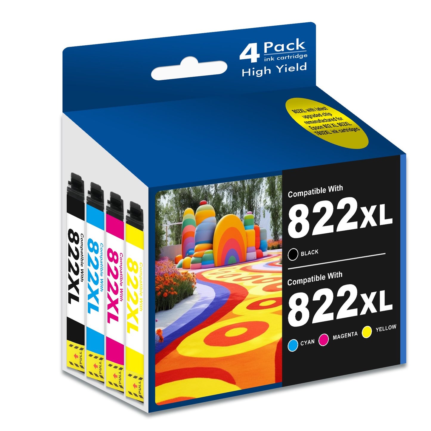 822XL Ink Cartidges 4 Pack Compatible for Epson 822 Ink Cartridges Combo Pack Works with WorkForce WF 3820 4830 4833 4820 T822 Ink Cartridge for Epson Printer