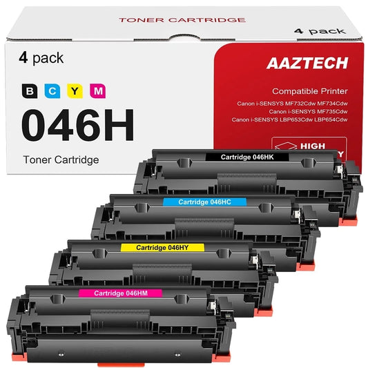 4-Pack 046H Toner Cartridge Compatible for Canon 046H 046 imageCLASS MF731Cdw MF733Cdw MF735Cdw LBP654Cd Printer with Chip High Yield(Black,Cyan,Magenta,Yellow)
