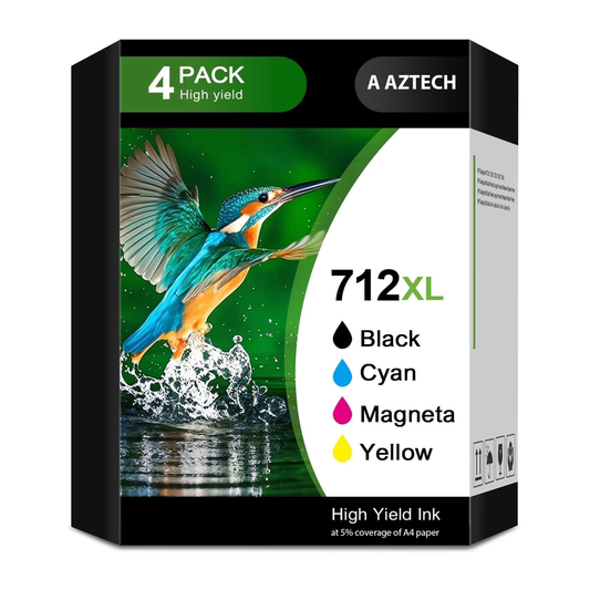 712 712XL T210 Designjet Ink Cartridges Combo Pack T210 Compatible for HP 712 XL for DesignJet T650 T630 T230 Studio Plotter Printer High Yield (4 Pack, Black, Cyan, Yellow, Magenta)