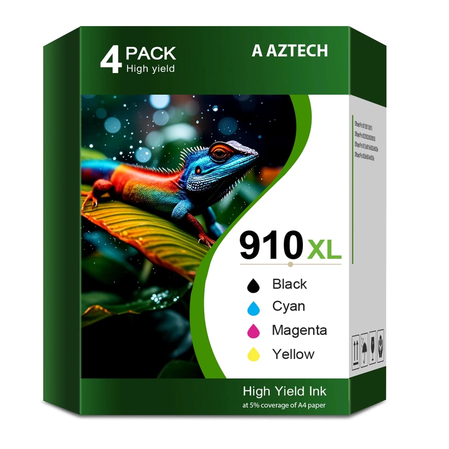 4-Pack 910XL Ink Cartridge High Yield Compatible for HP 910 910XL Combo for OfficeJet Pro 8035 8020 8024 8025 8028 OfficeJet 8022 8010 8012 8015 Printer Ink (Black,Cyan,Magenta,Yellow)