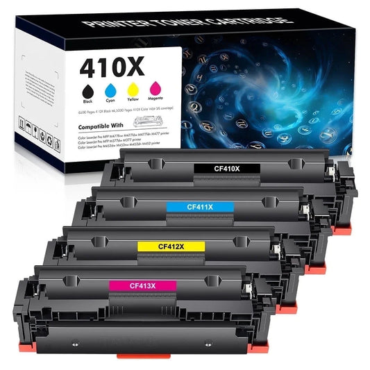 410X Toner Cartridges Pack of 4 Compatible for HP 410X 410A CF410X CF410A Laserjet MFP M477fdw M477fnw M477fdn Pro M452dn M452dw M452nw M477 M452 Printer Ink