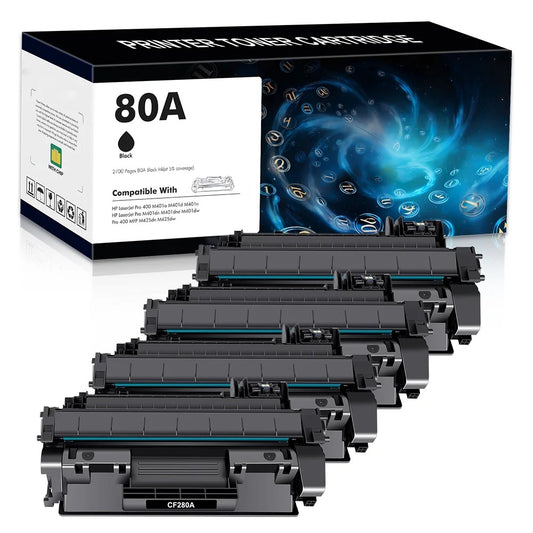 80A Toner Cartridges Compatible for HP 80A CF280A M401dn Laserjet Pro 400 M401N M401DW M401DN MFP M425DN M425DW M401 M425 Printer Ink (4-Pack, CF280AD1)