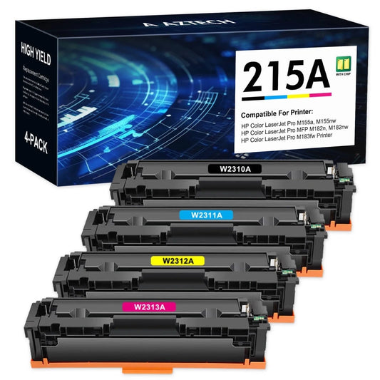 215A Toner Cartridges With Chip Compatible for HP 215A W2310A Laserjet M182nw M183fw M182n Color M155a M155nw M182 M183 Printer Ink 4 Pack