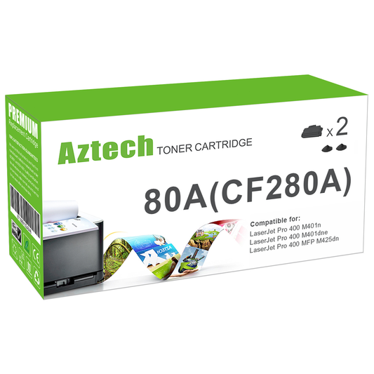 80A CF280A Cartuccia Toner Compatibile per HP 80A CF280A 80X CF280X Laserjet Pro 400 M401dn M401dw M401n M401dne M401d M425dn M425dw (Nero, 2-Pack)