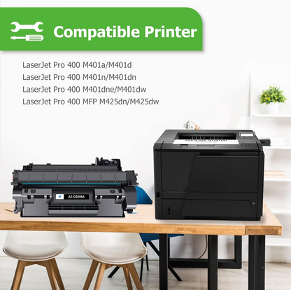 80A CF280A Cartuccia Toner Compatibile per HP 80A CF280A 80X CF280X Laserjet Pro 400 M401dn M401dw M401n M401dne M401d M425dn M425dw (Nero, 2-Pack)