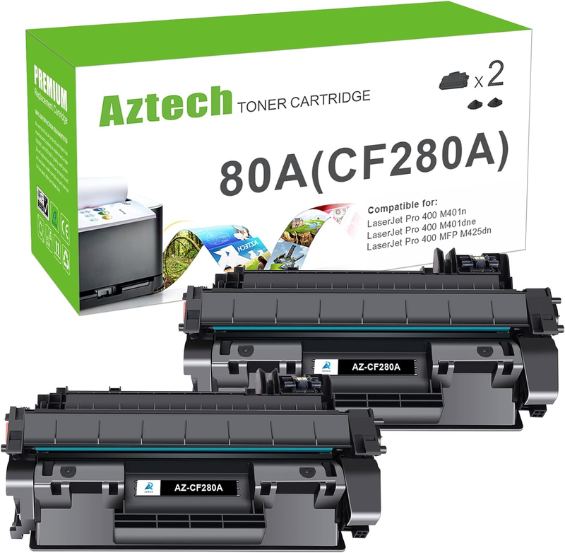 80A CF280A Compatible pour HP 80A CF280A 80X CF280X Laserjet Pro 400 M401dn M401dw M401n M401a M401dne M401d MFP M425dn M425dw M425 (Noir, 2-Pack)