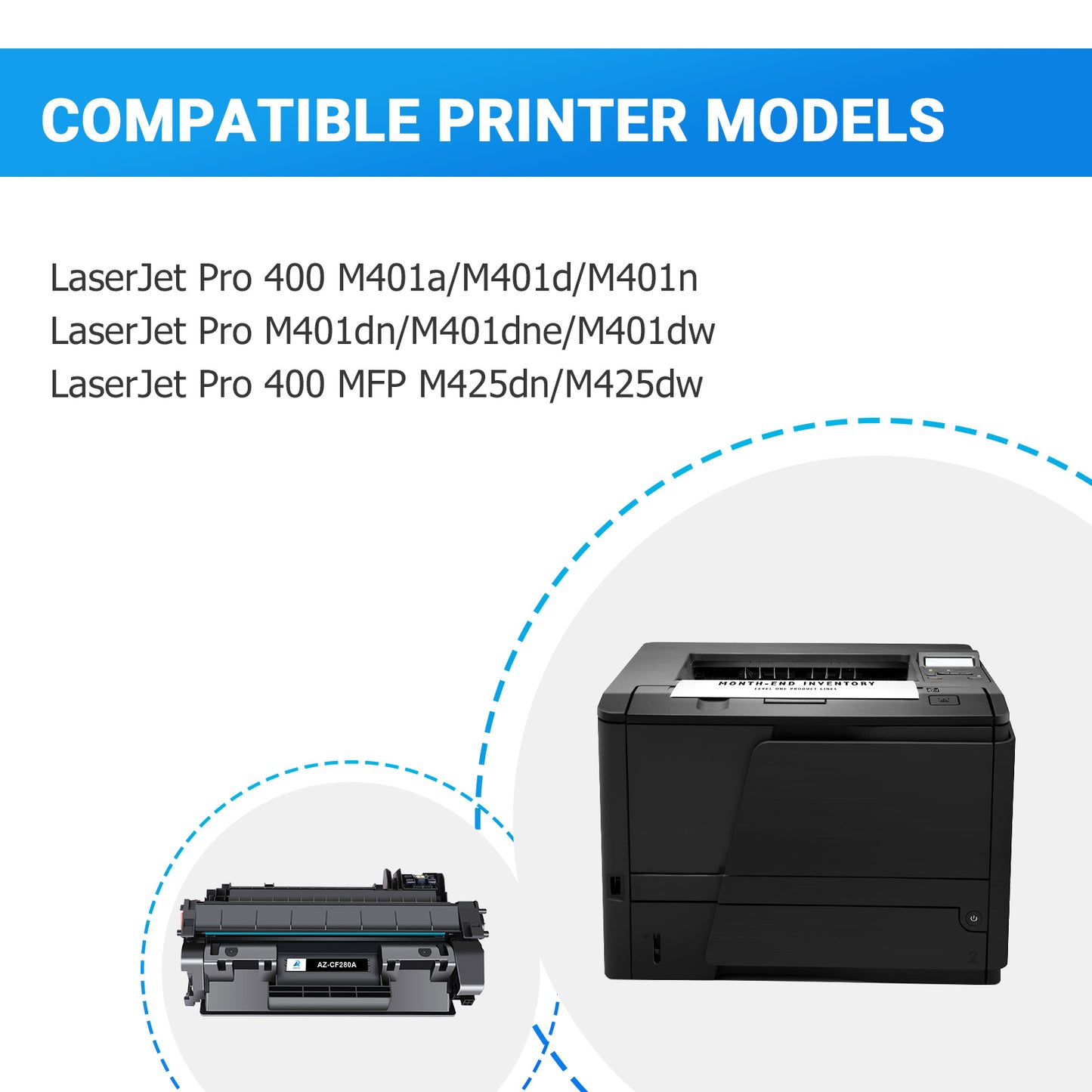 80A Black High Yield Toner Cartridge for HP 80A CF280A M401 80X CF280X Compatible for HP Laserjet Pro 400 M401DW M401DN M401A M401D M401N M401DNE MFP M425DN Printer Ink (2-Pack | CF280AD1)