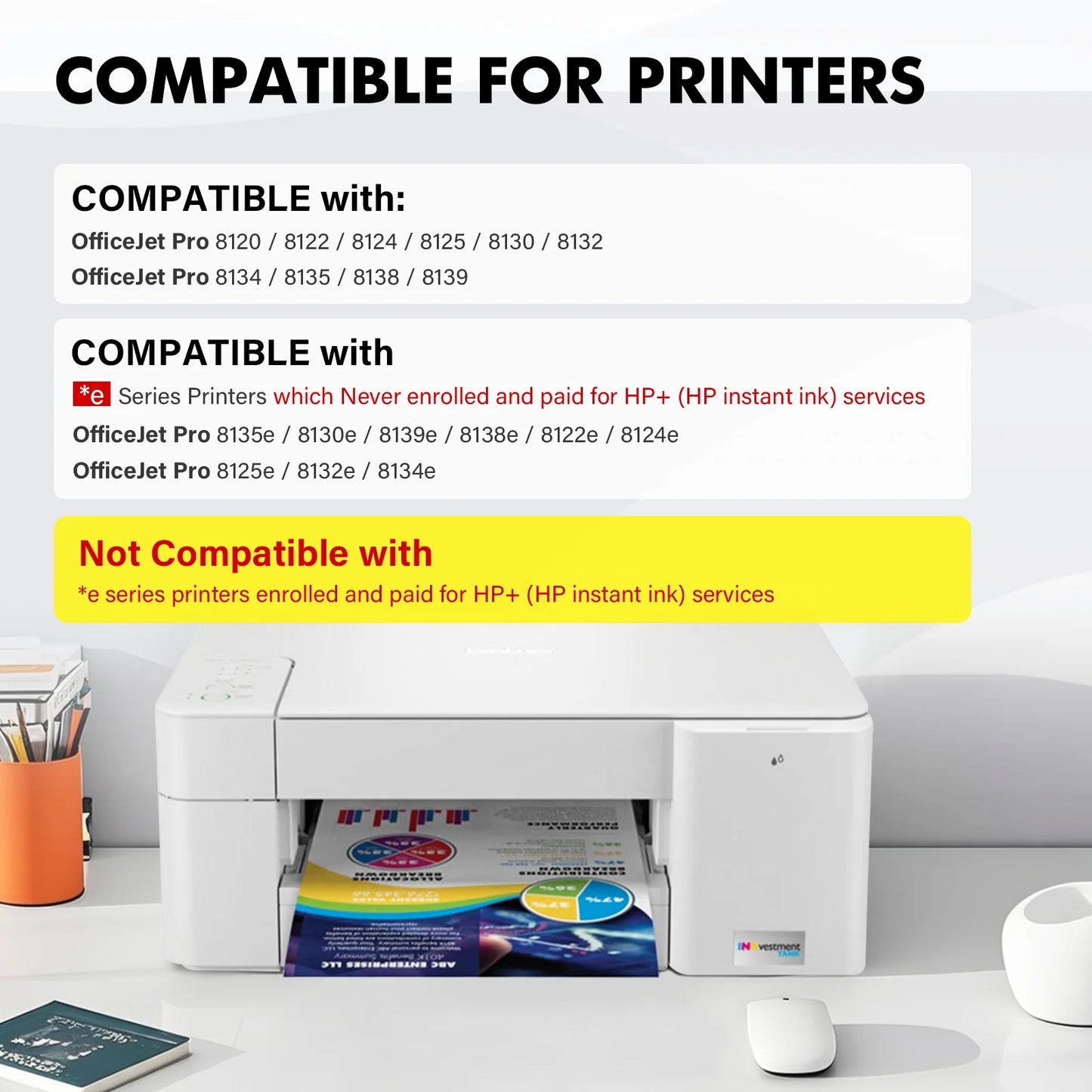 923 923E Ink Cartridges With Chip Compatible for HP 923 E 923 923XL OfficeJet Pro 8130 8135e 8138e 8139e 8120 8122e 8030e OfficeJet 8124e 8125e 8132e 8134e Printer | 923E Combo Pack, 923 XL Pack of 4