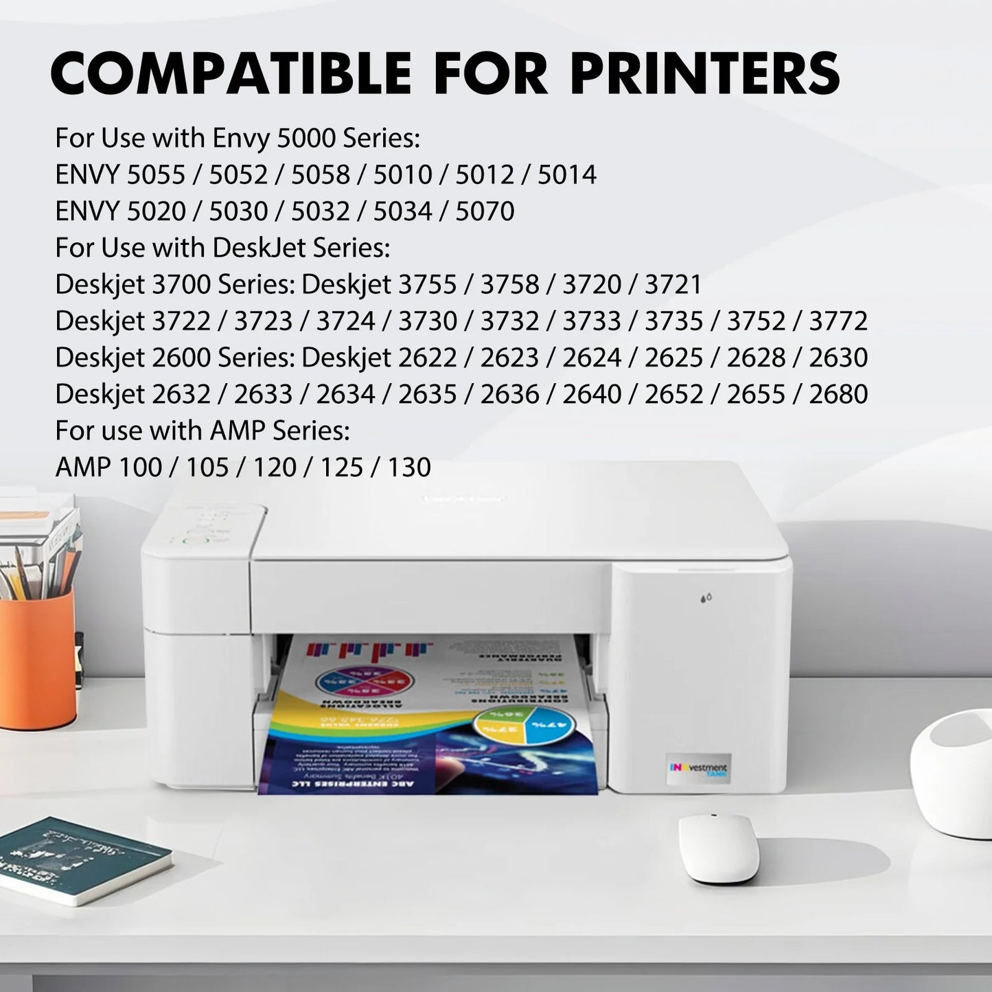 65XL Ink Cartridge Compatible for HP Printer Ink 65 Ink Cartridges for DeskJet 3755 2652 2622 3752 3722 2655 2620 Envy 5055 5052 Printers (Black, Tri-Color), 2-Pack