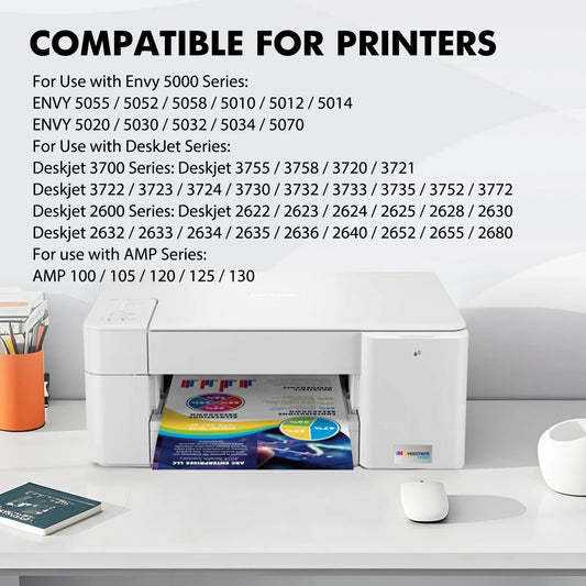 65XL Ink Cartridge Compatible for HP Printer Ink 65 Ink Cartridges for DeskJet 3755 2652 2622 3752 3722 2655 2620 Envy 5055 5052 Printers (Black, Tri-Color), 2-Pack