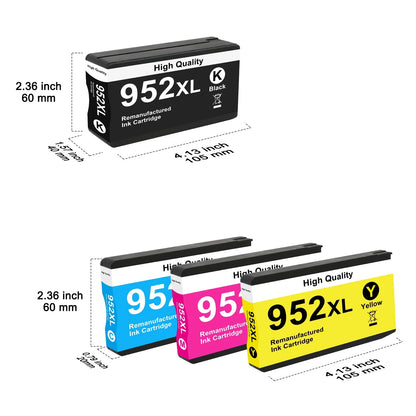 952 952XL Ink Cartridges Compatible for 952XL 952 Ink Combo Pack for OfficeJet Pro 8710 7740 8720 8210 8715 8702 7720 8730 8740 8216 8725 8700 (4 Pack, 1B, 1C, 1M, 1Y)