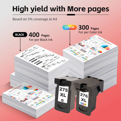 275XL Printer Ink Compatible for Canon Ink PG275XL and CL276XL 275XL Ink Cartridge for PIXMA TS3522 TS3722 (Black, Tri-Color)