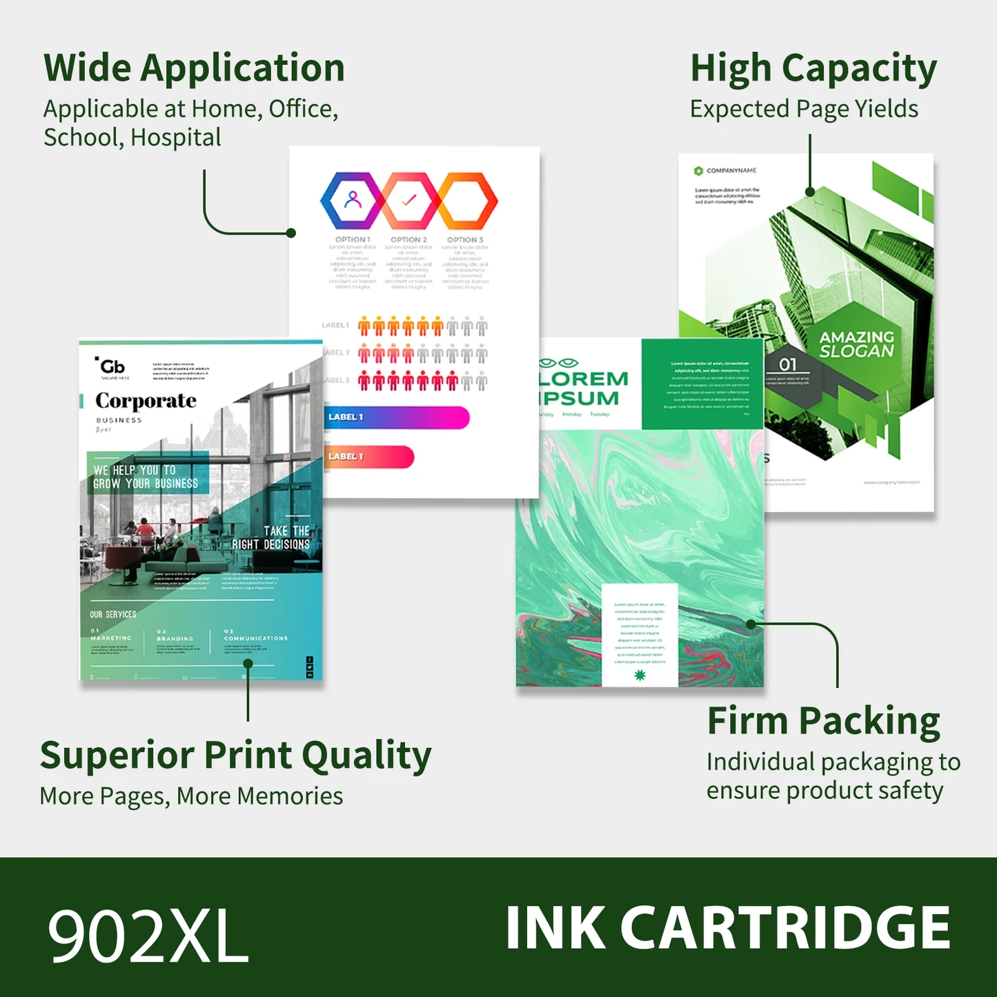 902XL 902 Ink Cartridges Compatible for HP 902 902XL 1 Pack Black Ink for OfficeJet Pro 6978 6968 6970 6971 6974 6975 6979 6960 6961 6963 6964 6965 6966 6950 902 XL Printer