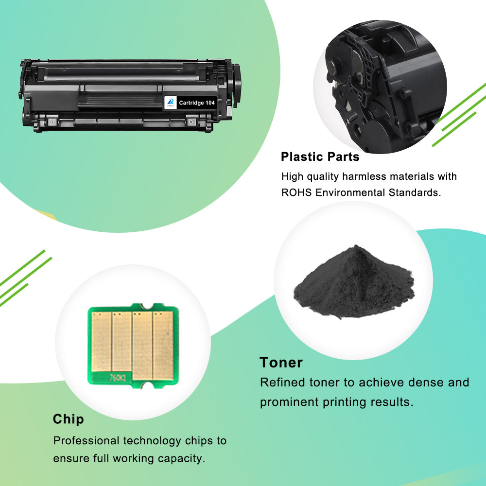 A Aztech Compatible for Canon 104 (0263B001AA) Toner Cartridge (Black, 2-Pack)