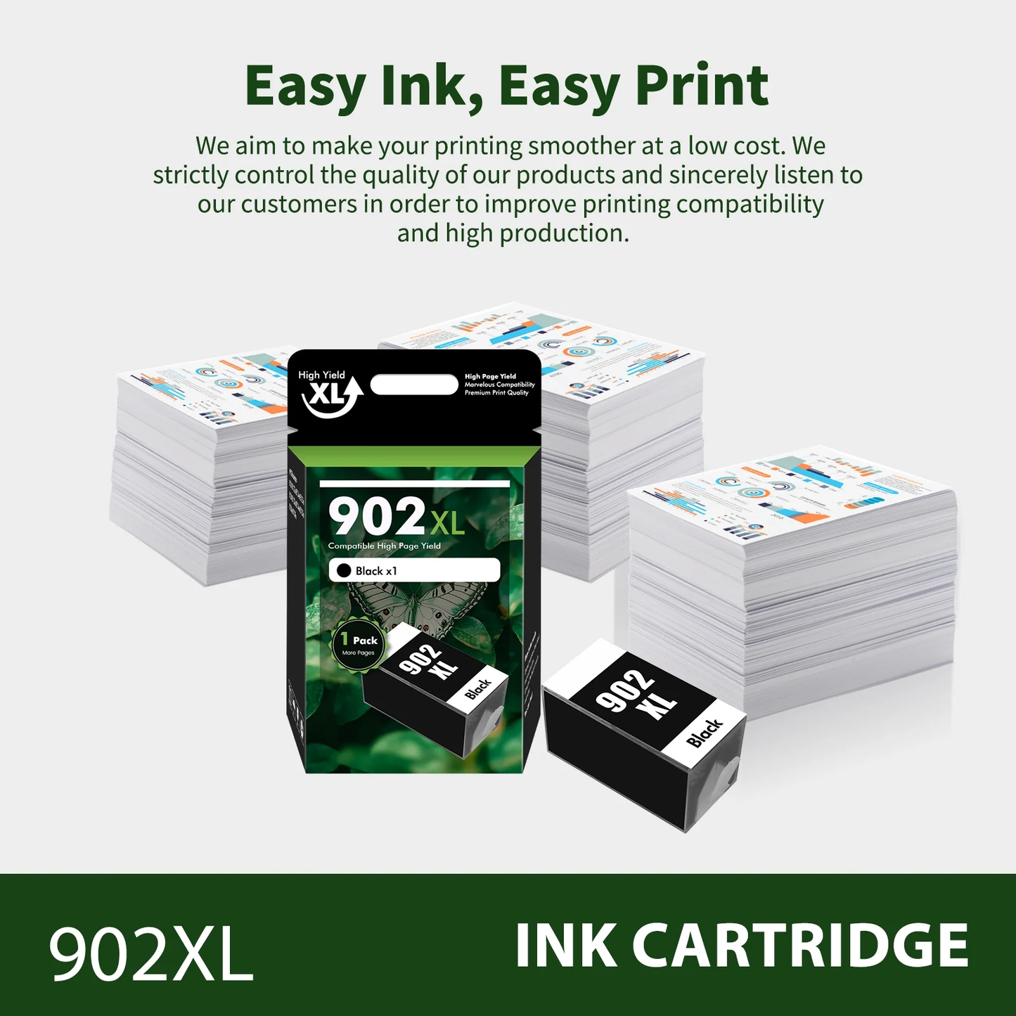 902XL 902 Ink Cartridges Compatible for HP 902 902XL 1 Pack Black Ink for OfficeJet Pro 6978 6968 6970 6971 6974 6975 6979 6960 6961 6963 6964 6965 6966 6950 902 XL Printer