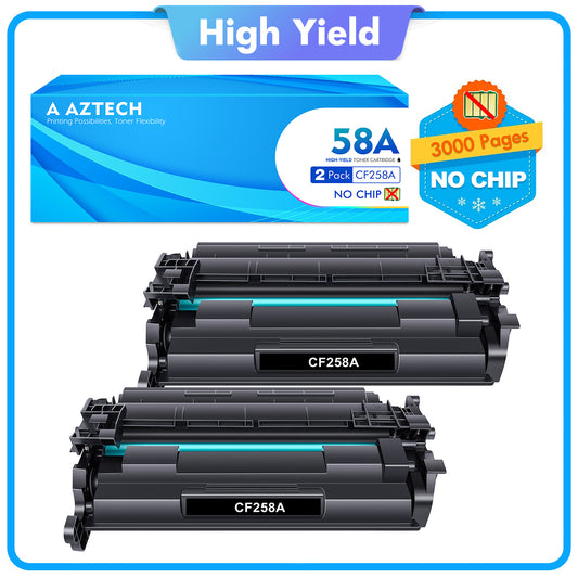58A CF258A Toner Cartridge (NO CHIP) | 2-Pack Compatible Black Toner for HP 58A CF258A 58X CF258X Laserjet Pro M404n M404dn M404dw MFP M428fdw M428fdn M428dw M404 M428 Printer Ink
