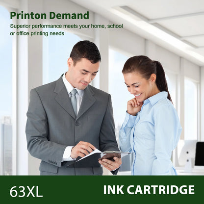 63XL Ink Cartridges Compatible for HP 63 63XL Black and Color for Envy 4510 4520 OfficeJet 4650 4655 3830 5255 5258 Deskjet 3630 3632 1112 2132 2130 HP63XL (1 Pack Black, 1 Pack Tri-color)