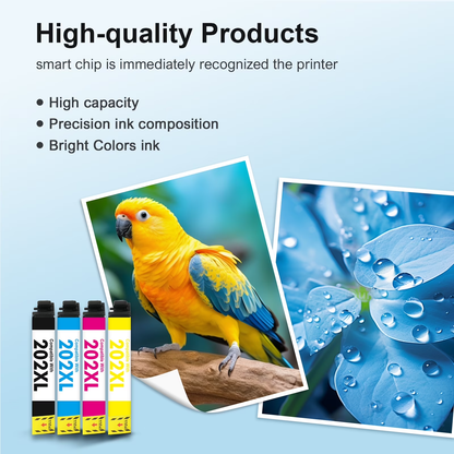 202XL Ink Cartridge Compatible for Epson 202 T202 T202XL WF-2860 XP-5100 Printer Pack of 4