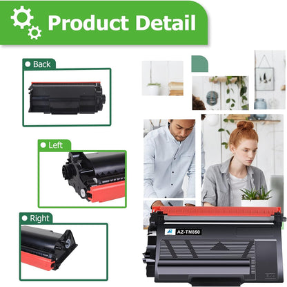 Aztech Compatible Toner Cartridge Replacement for Brother TN 850 TN850 TN-850 TN820 TN-820 HL-L6200DW MFC-L5850DW MFC-L5900DW MFC-L5700DW HL-L5200DW MFC-l5800DW Printer Ink High Yield (Black, 2-Pack)