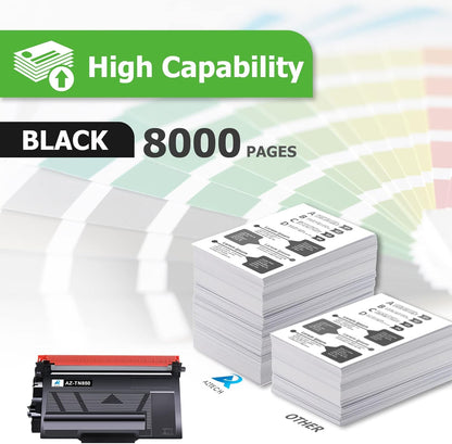 Aztech Compatible Toner Cartridge Replacement for Brother TN 850 TN850 TN-850 TN820 TN-820 HL-L6200DW MFC-L5850DW MFC-L5900DW MFC-L5700DW HL-L5200DW MFC-l5800DW Printer Ink High Yield (Black, 2-Pack)